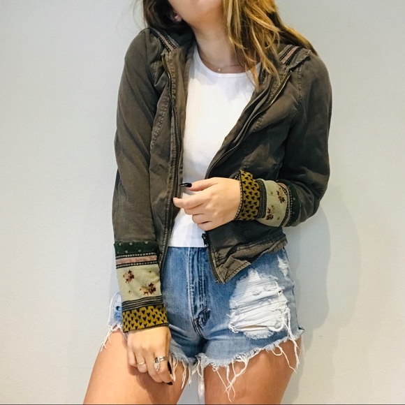 Others Follow Jackets & Blazers - Others Follow sweater cuff army jacket